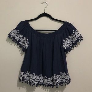 Blue Rain Off the Shoulder Top!